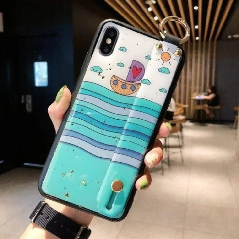 Boat Gold Foil Wristband Stand Phone Case